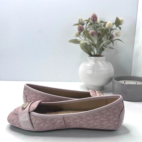 Michael Kors Lillie Moccasin Canvas Bar Flat Pink Women's 7 M NWOB - Picture 6 of 10